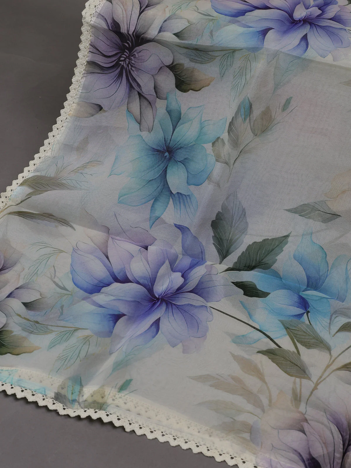 Beige Organza Silk Unstitched Suits - Image 3