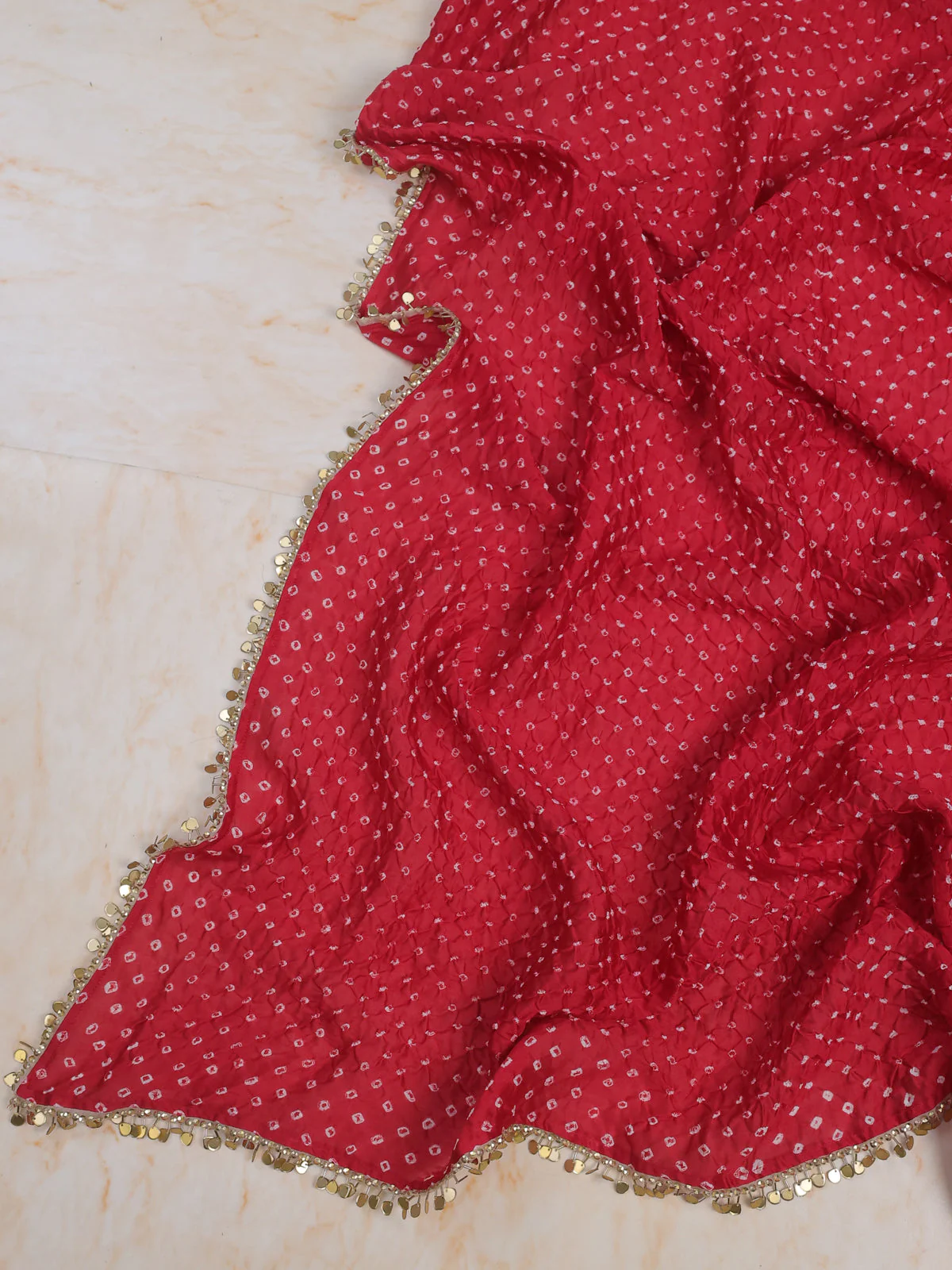 Beige-Red Tissue Semi Stitched Suit - Image 3