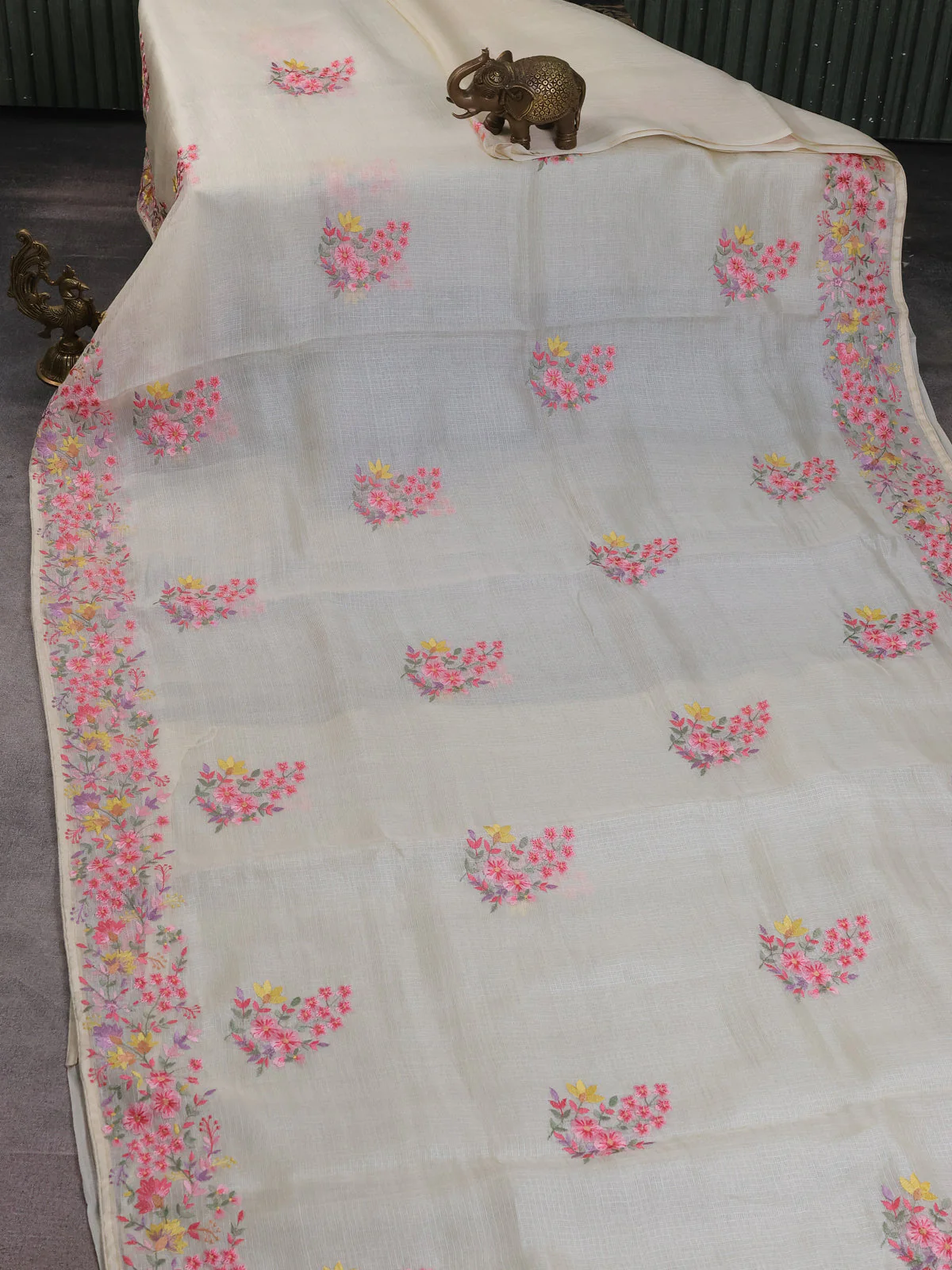 Cream Silk Kota Saree - Image 2