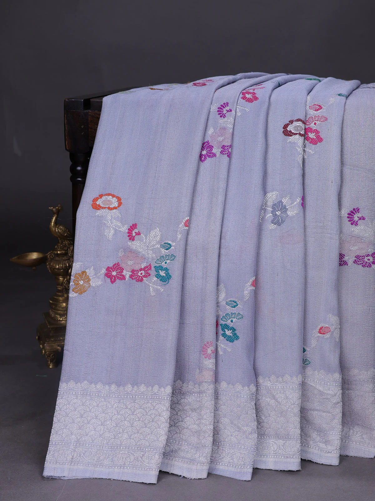 Grey Banarasi Khaddi Tussar Saree