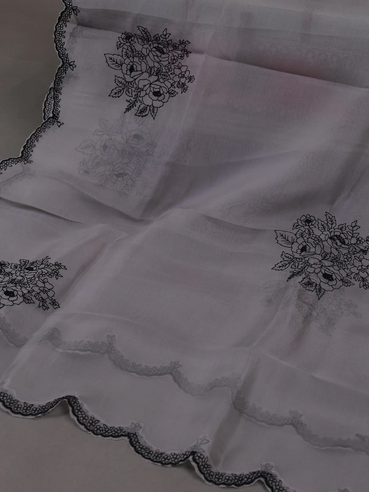 Grey  Organza Silk Unstitched Suits - Image 3