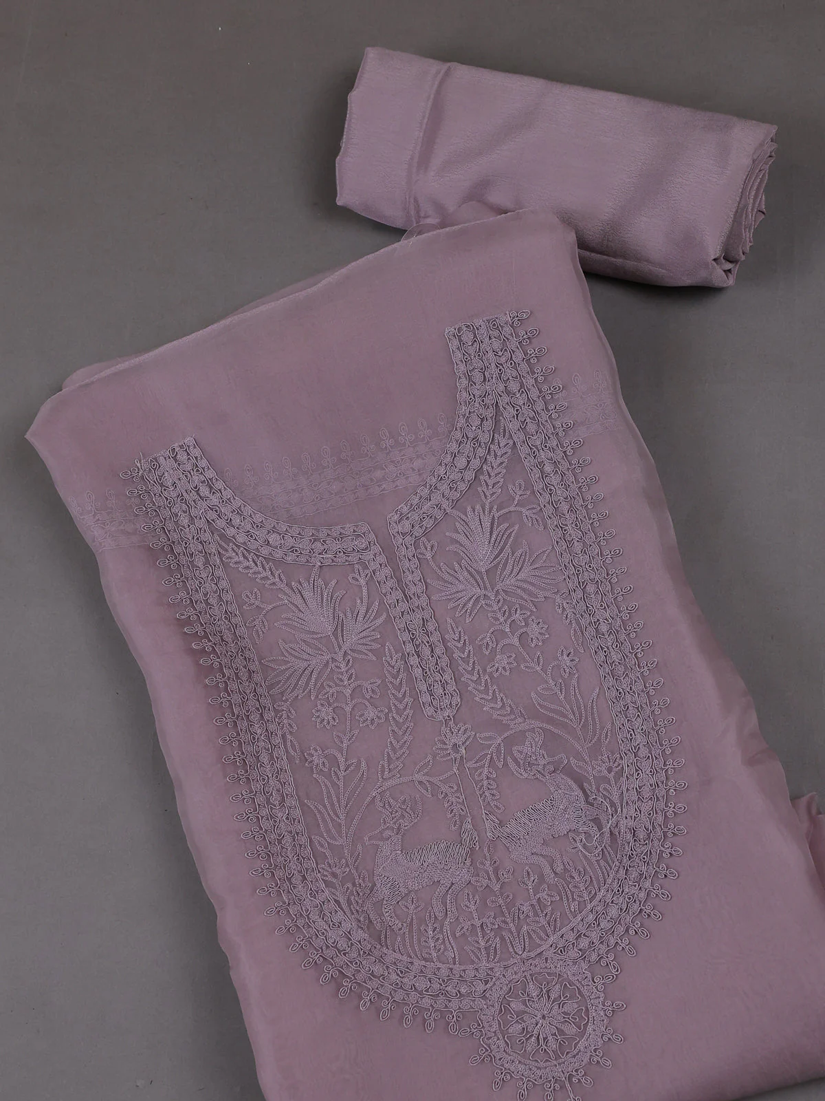 Levender Organza Silk Unstitched Suits - Image 2