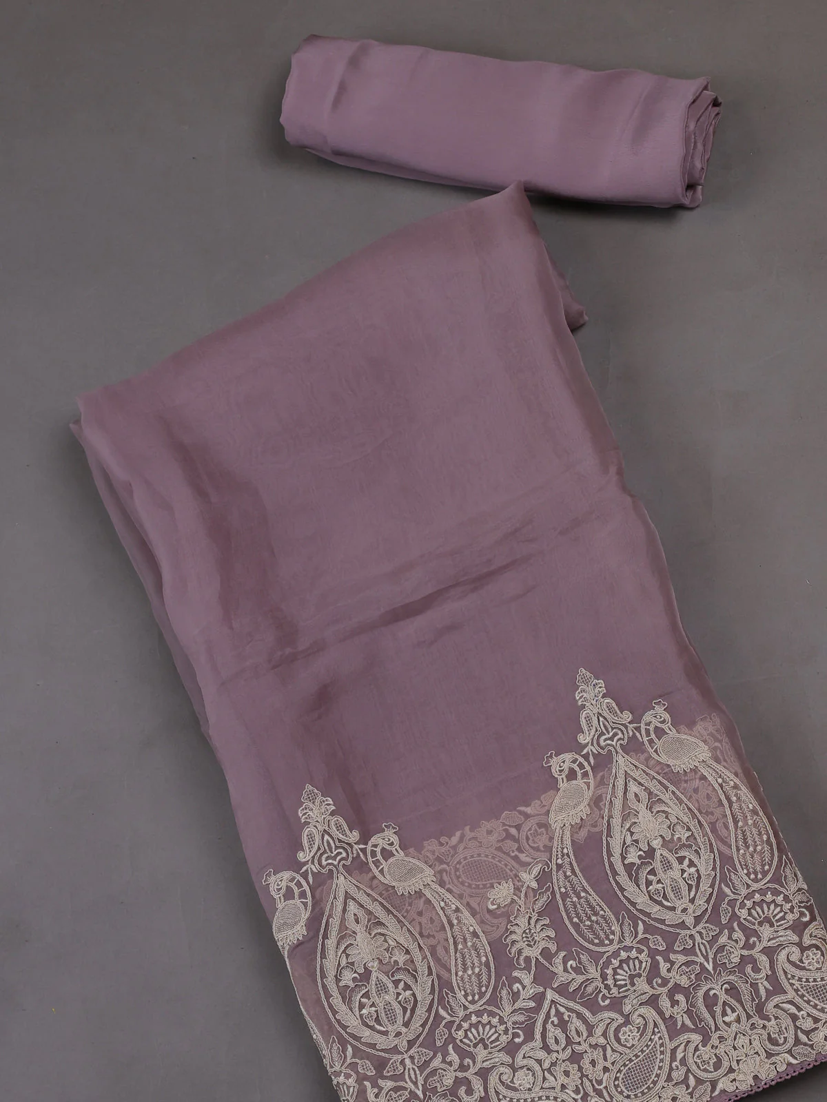 Levender  Organza Silk Unstitched Suits - Image 2