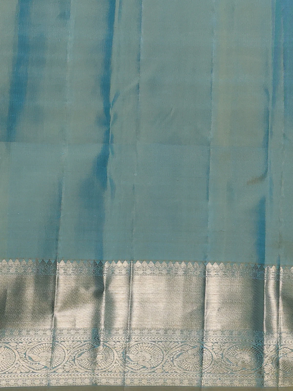 Light Blue Pure Kanchipuram Silk Saree - Image 4