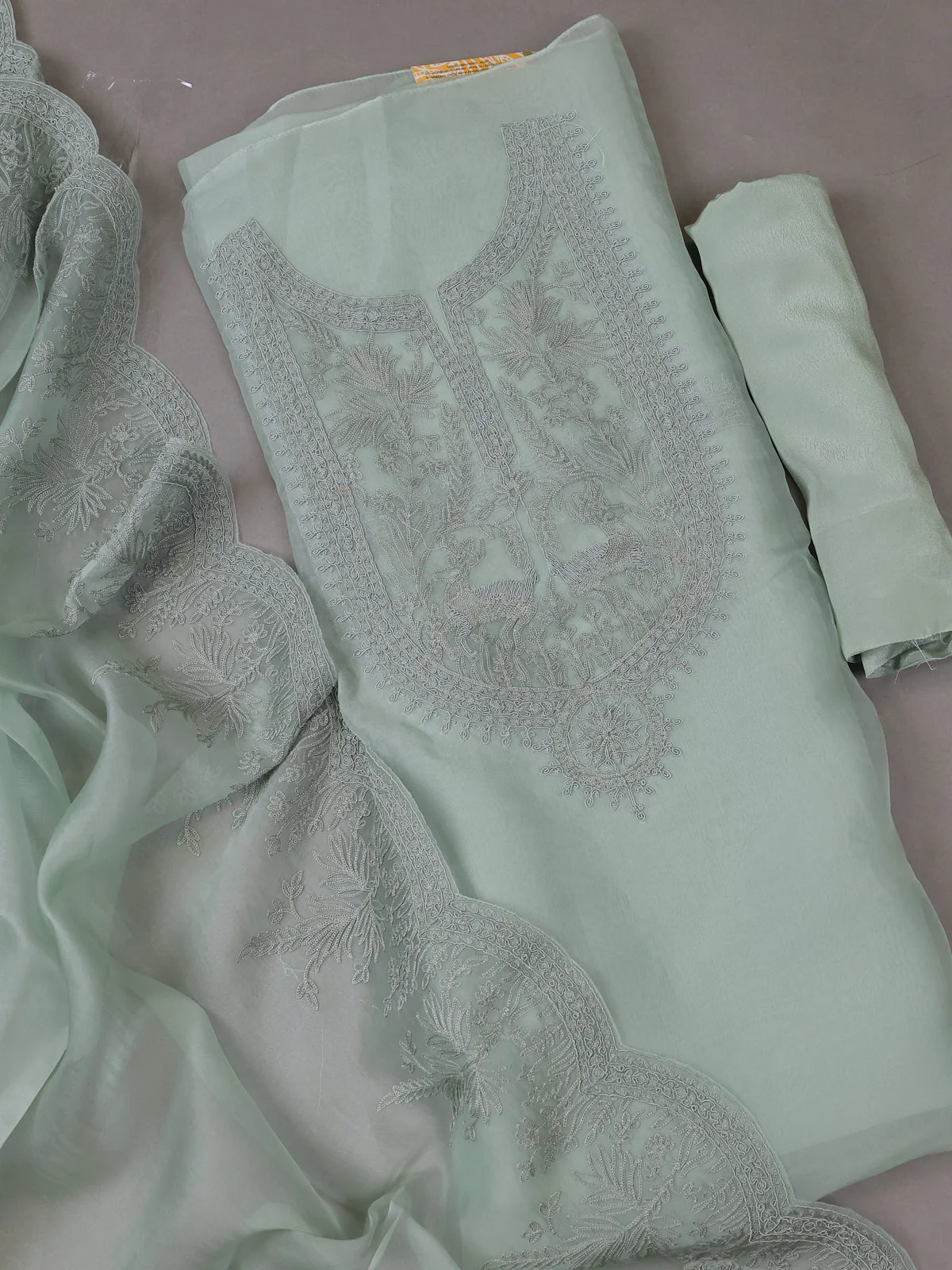 Light Green Organza Silk Unstitched Suits