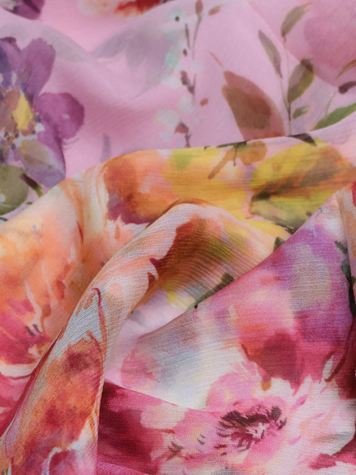 Light Pink Printed Chiffon Saree - Image 3