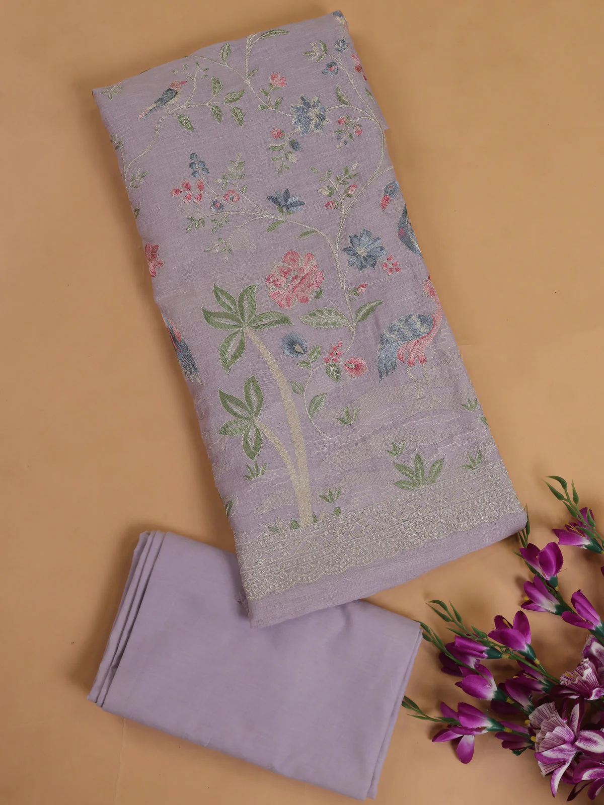 Lilac Linen Unsitched Suit - Image 2