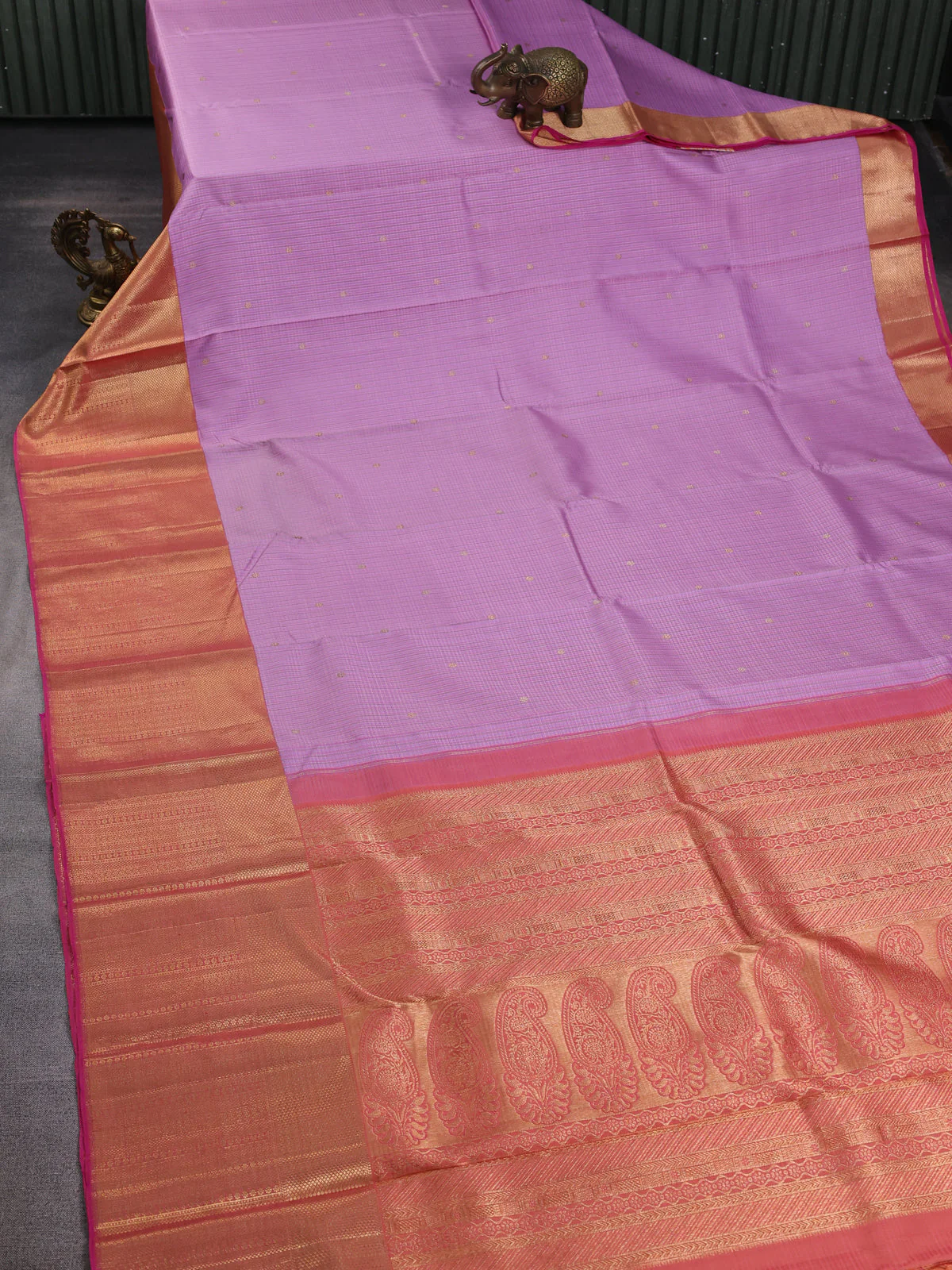Lilac - Pink Pure Kanchipuram Silk Saree - Image 2
