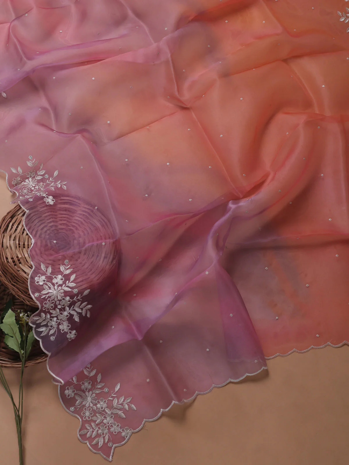 Lilac Tussar Embroidery Unstitched Suit - Image 2