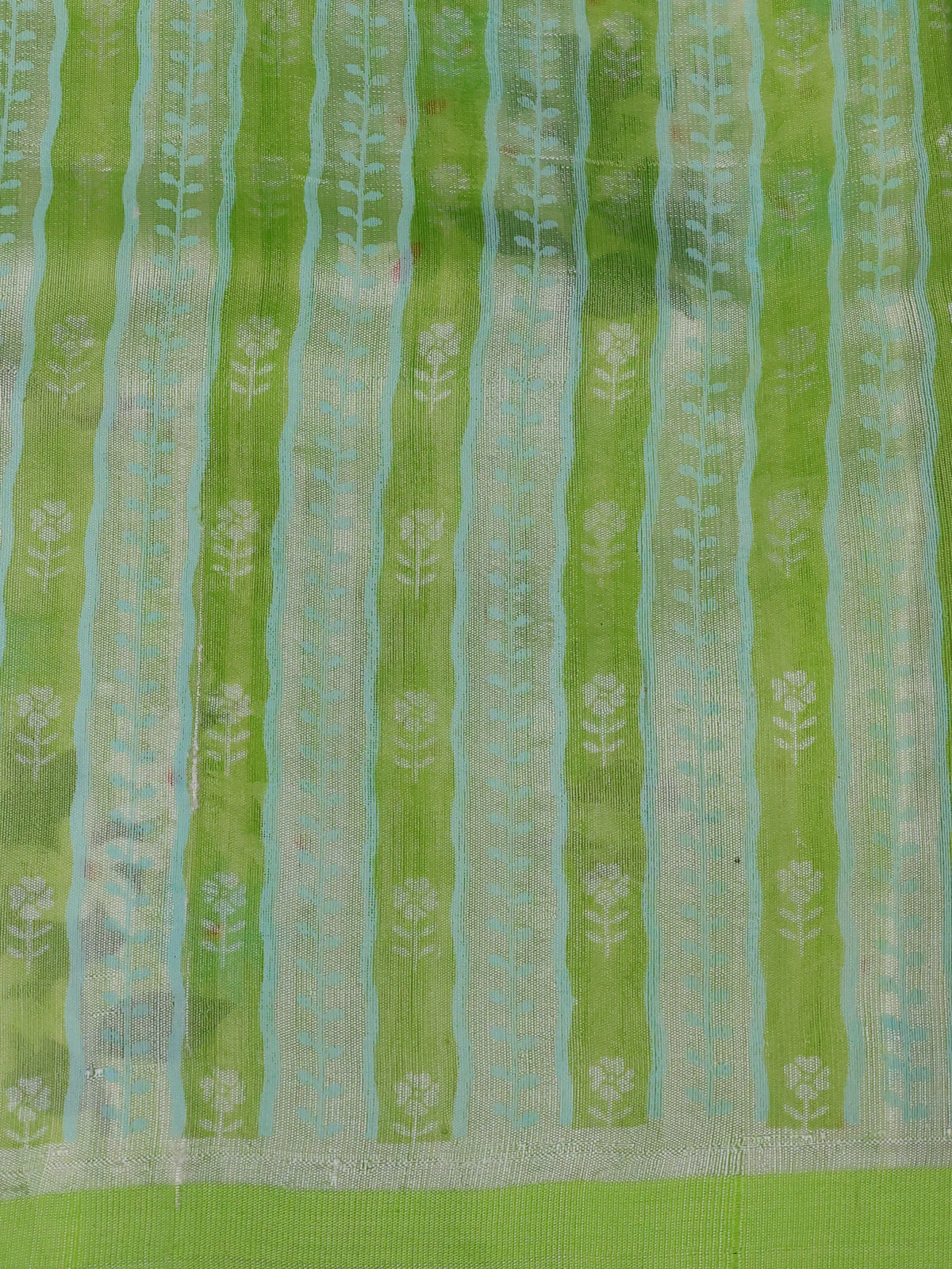 Lime Green Chanderi Printed Saree - Image 4
