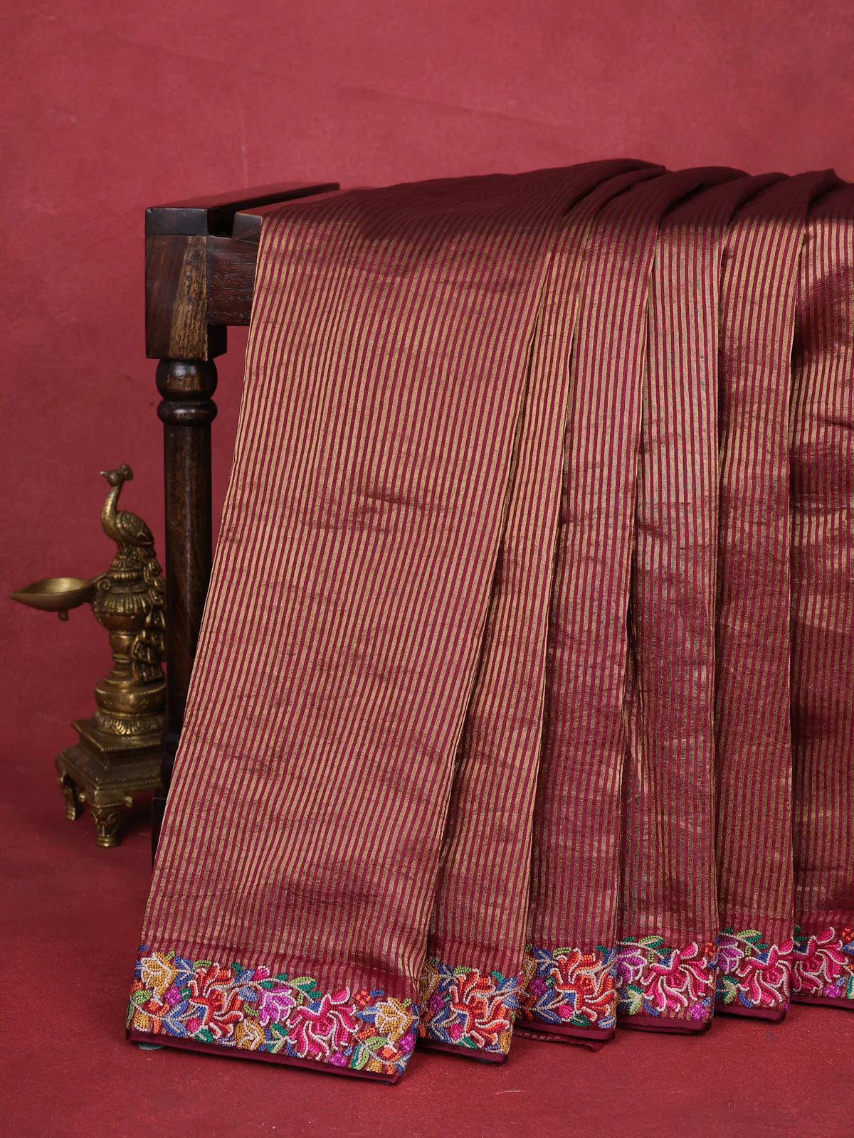 Maroon Chanderi silk saree