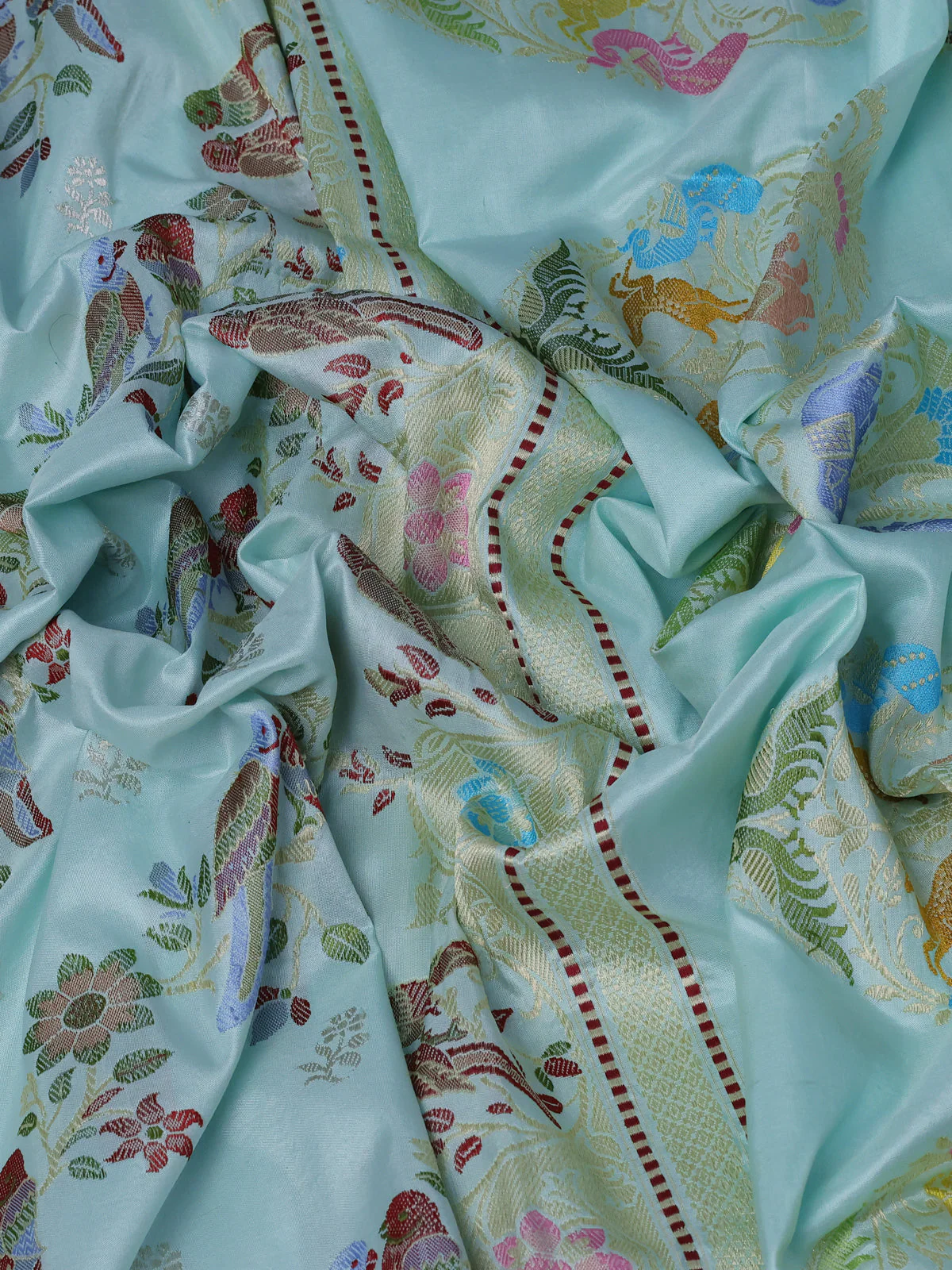 Mint Green Banarasi Silk Saree - Image 3