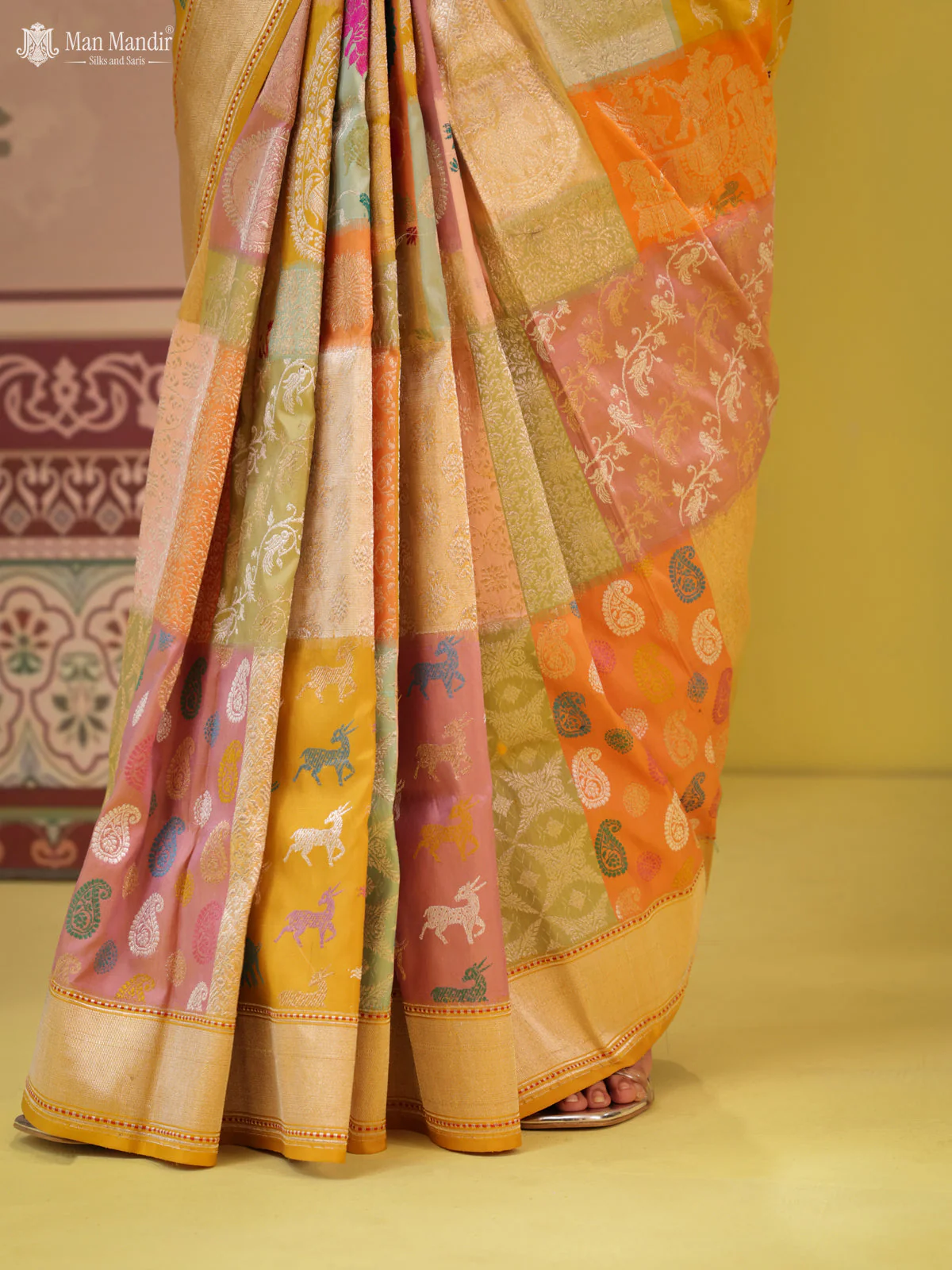 Multi Colour Banarasi Kadwa Silk Saree - Image 3