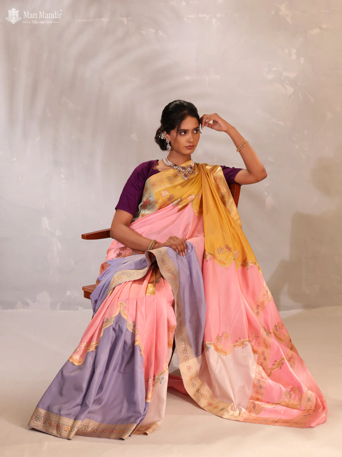 Multi Colour Rangkat Banarasi Kadwa Silk Saree - Image 4