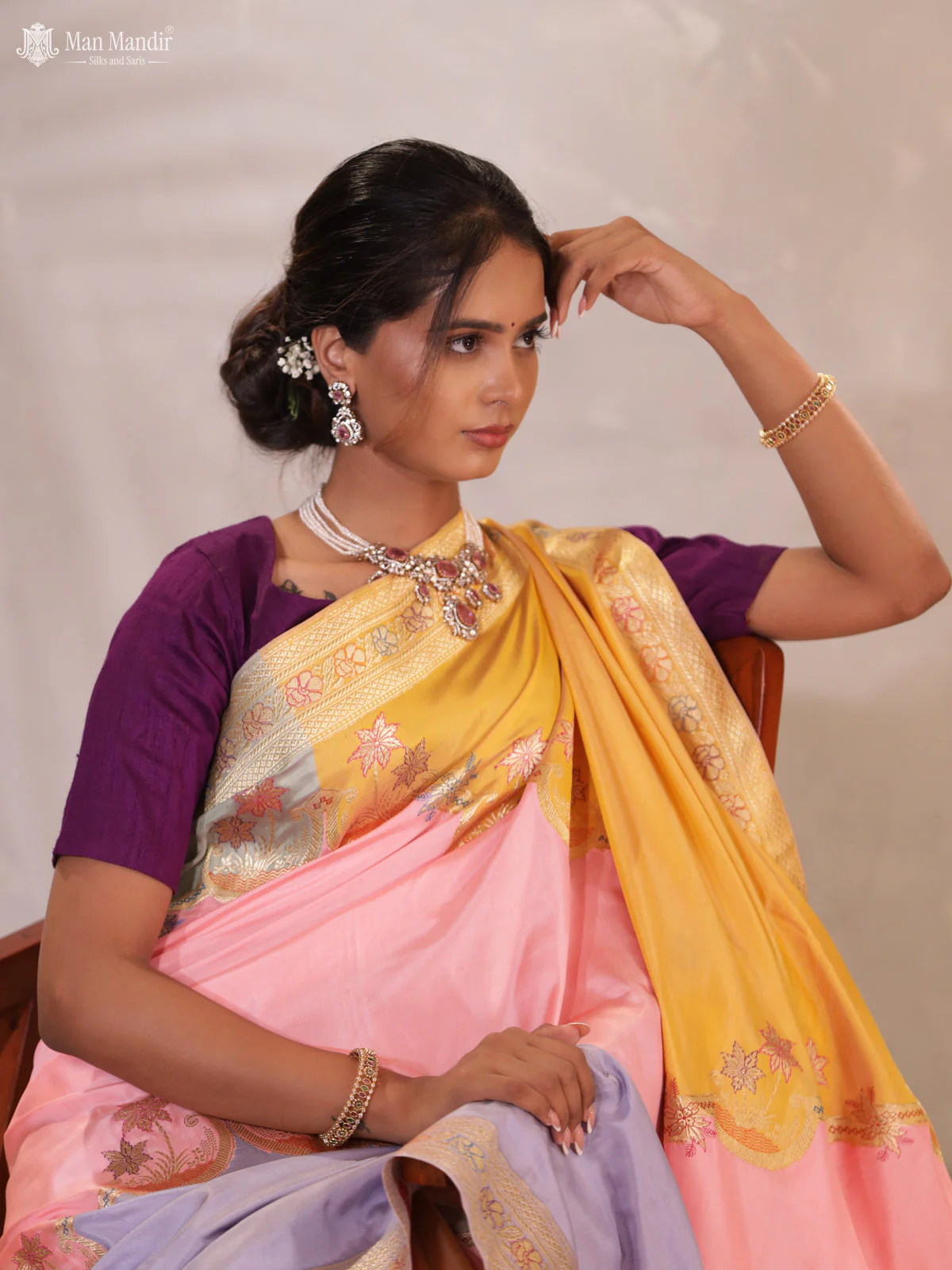 Multi Colour Rangkat Banarasi Kadwa Silk Saree - Image 6