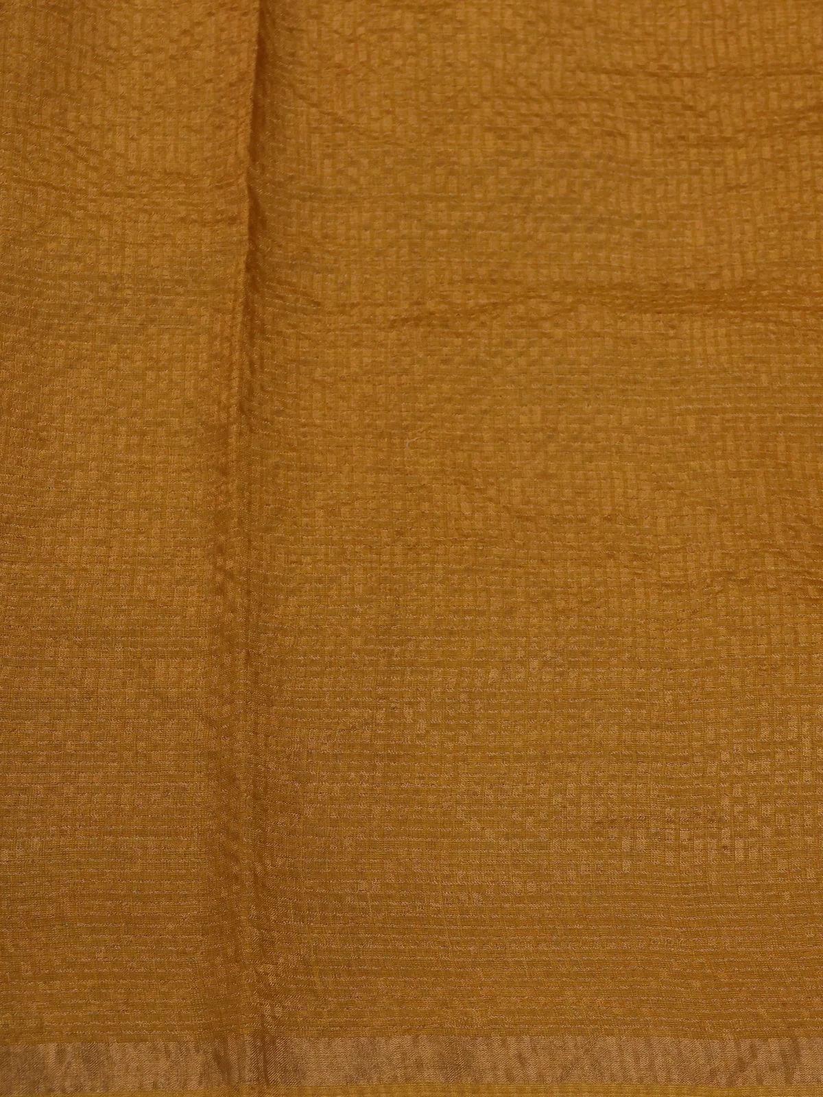 Mustard Printed Tussar Silk Saree - Image 4