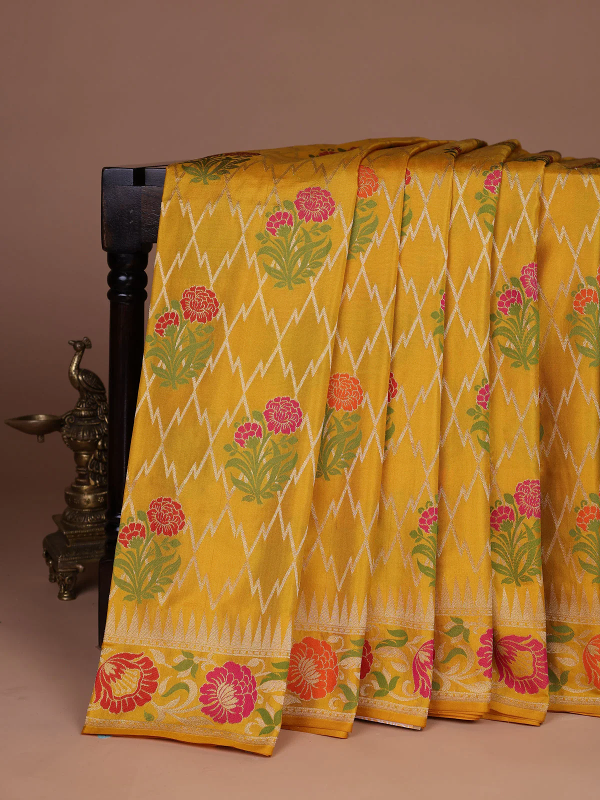 Mustard Yellow Banarasi Silk Saree