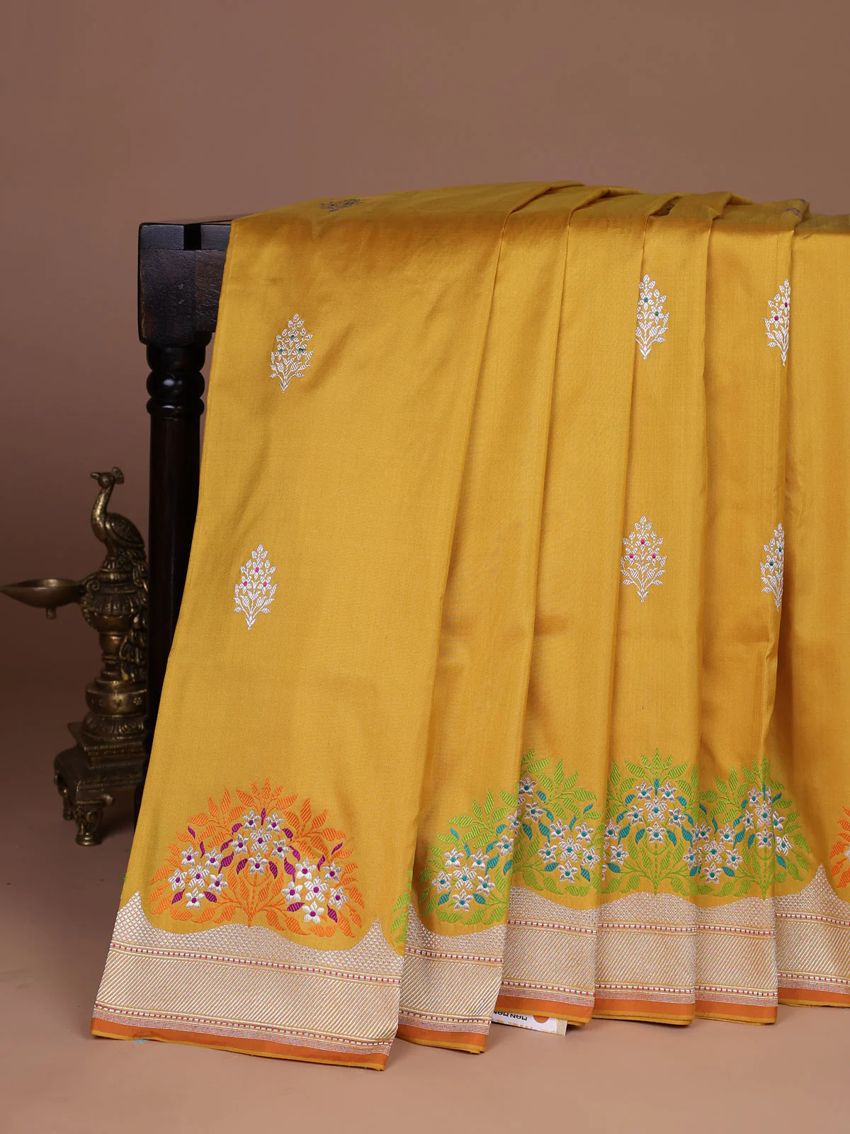 Mustard Yellow Banarasi Silk Saree