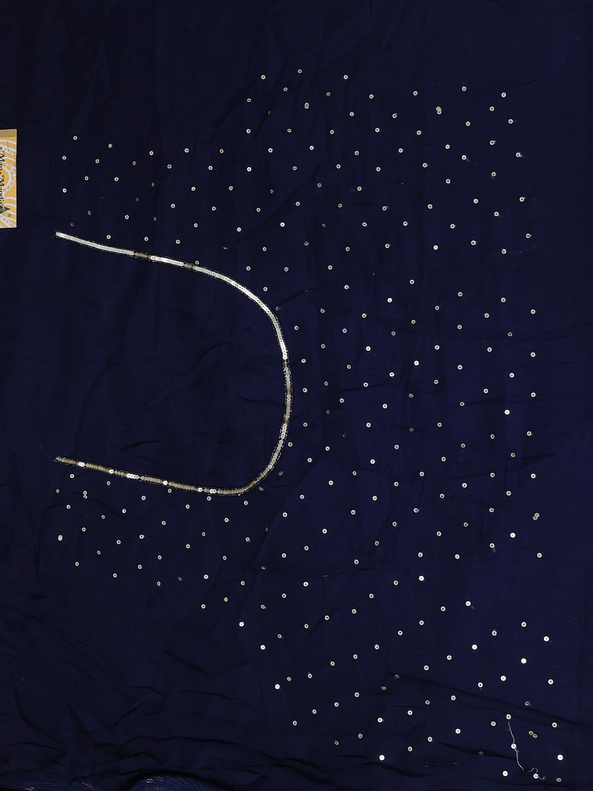 Navy Blue Georgette Sequin Embroidery Saree - Image 4