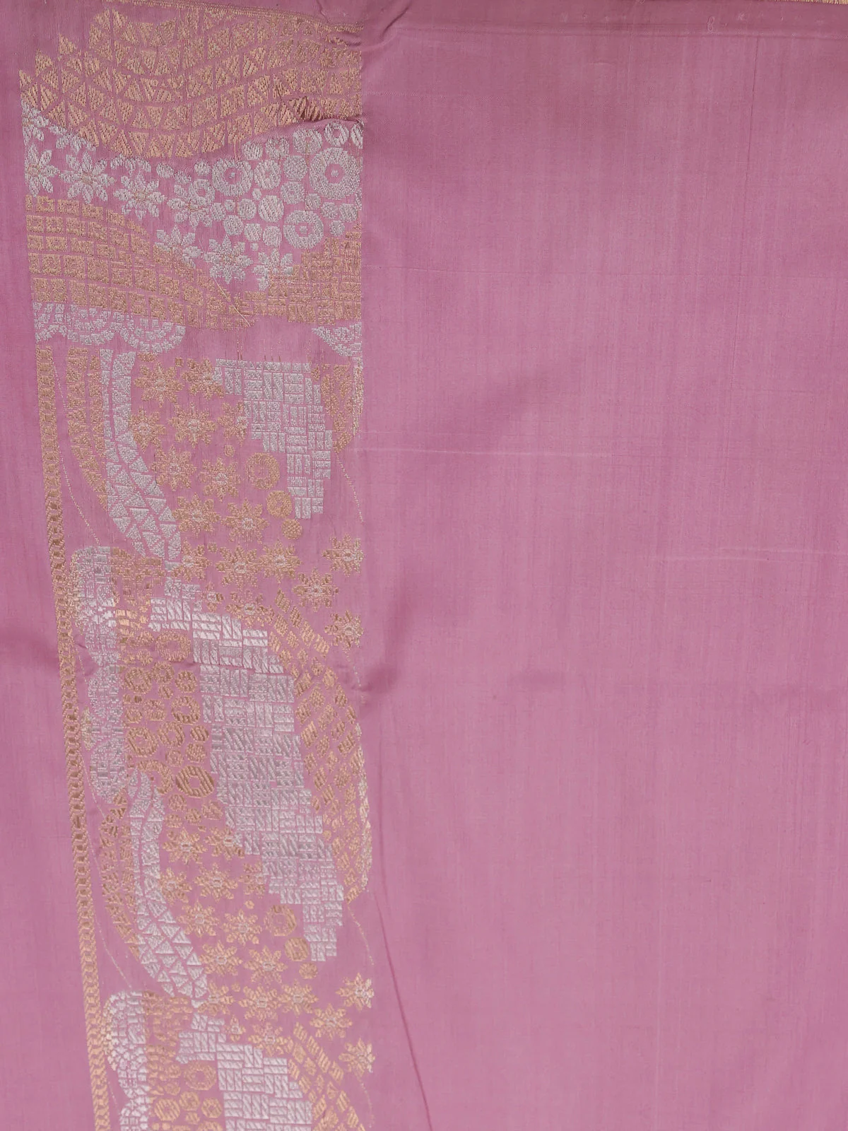 Pastel Pink Banarasi Kadwa Silk Saree - Image 4