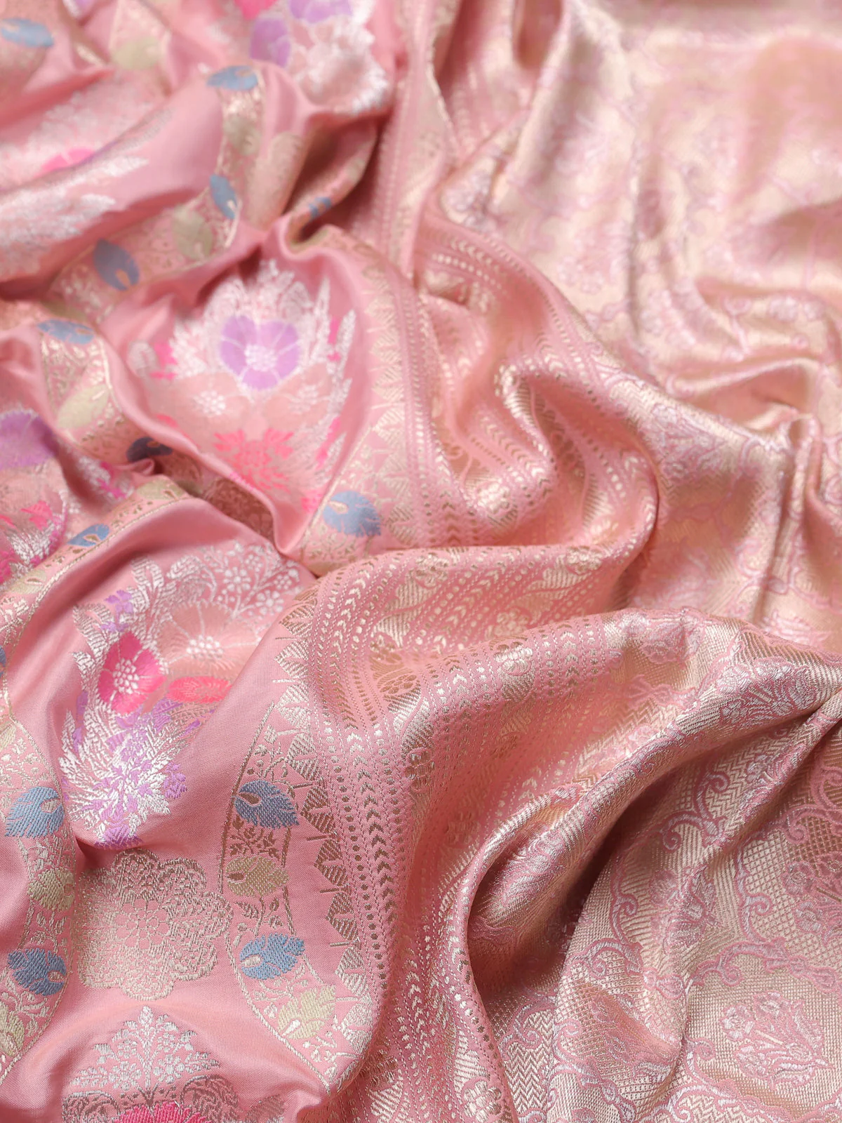 Peach Banarasi Silk Saree - Image 3