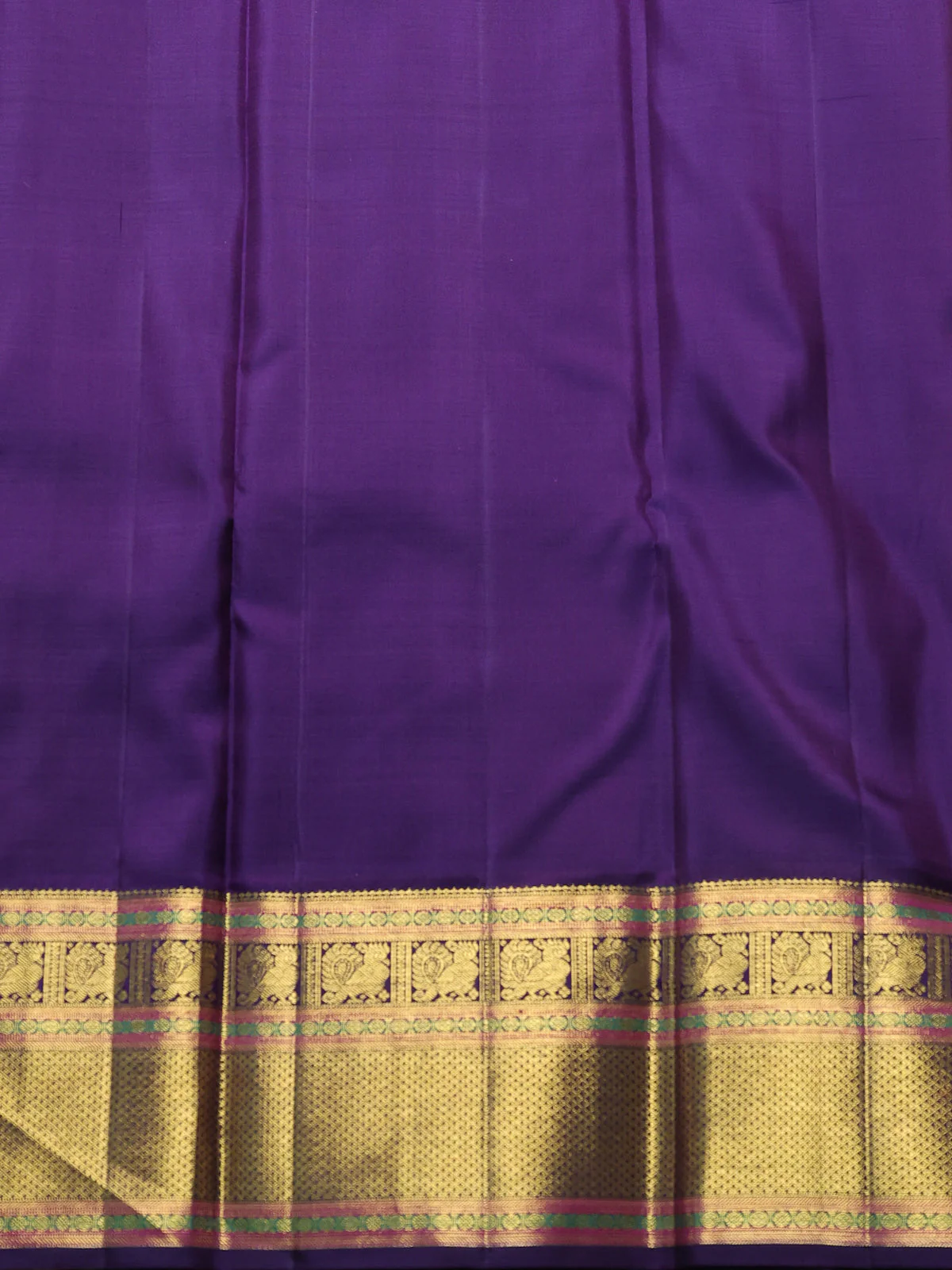 Peach - Navy Blue Pure Kanchipuram Silk Saree - Image 4