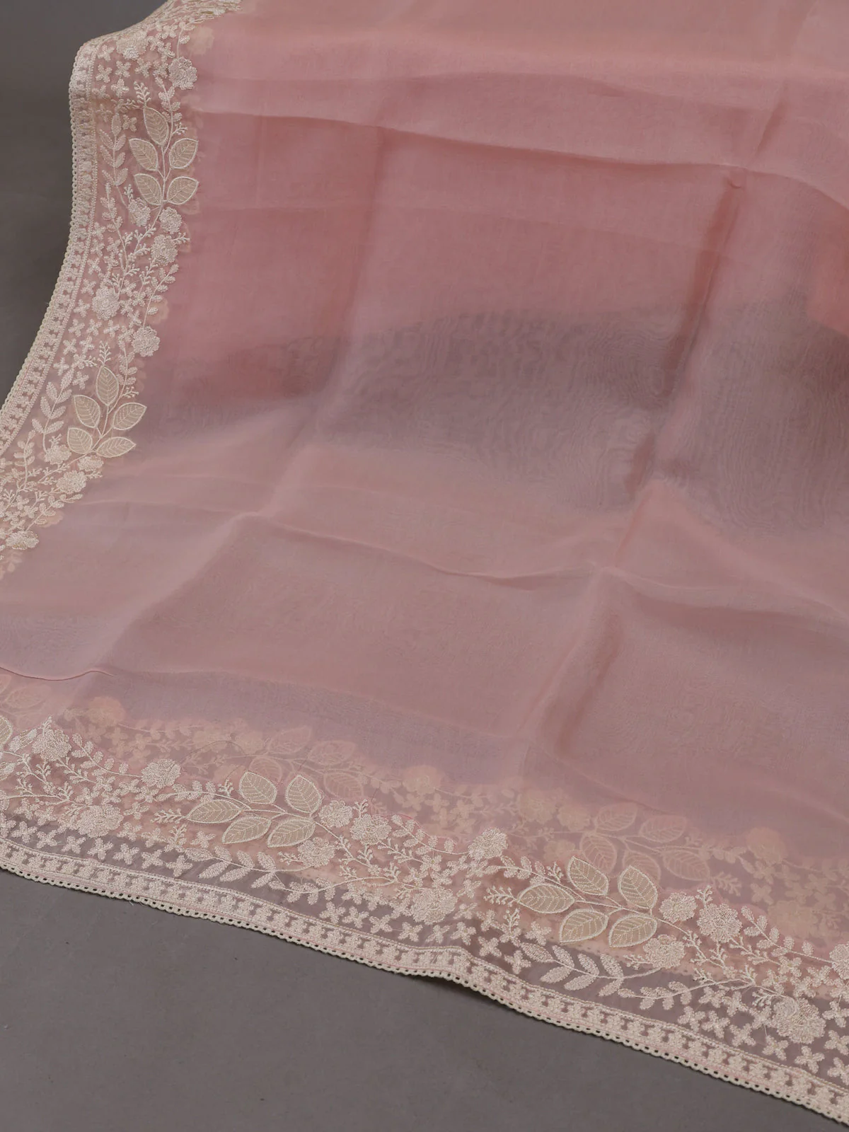 Peach Organza Silk Unstitched Suits - Image 3