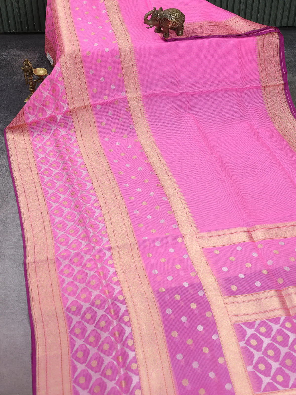 Pink Banarasi Kora Saree - Image 2