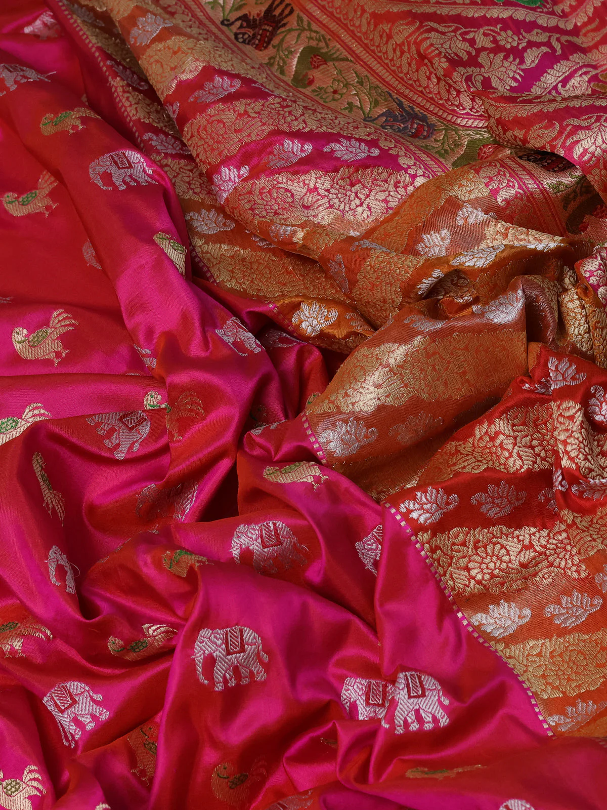 Pink Banarasi Silk Saree - Image 3