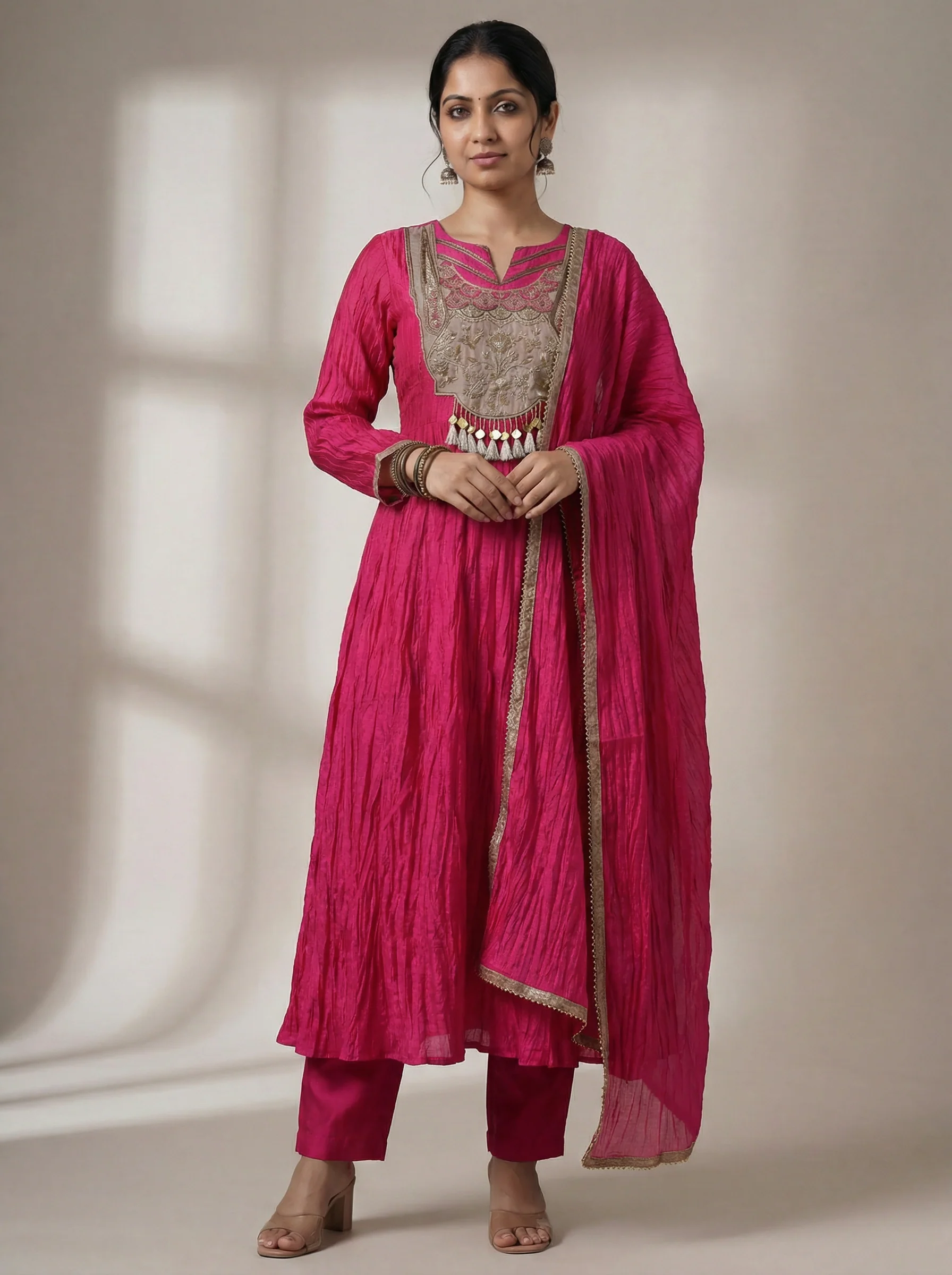 Pink Zardosi Embroidered Silk Anarkali Suit