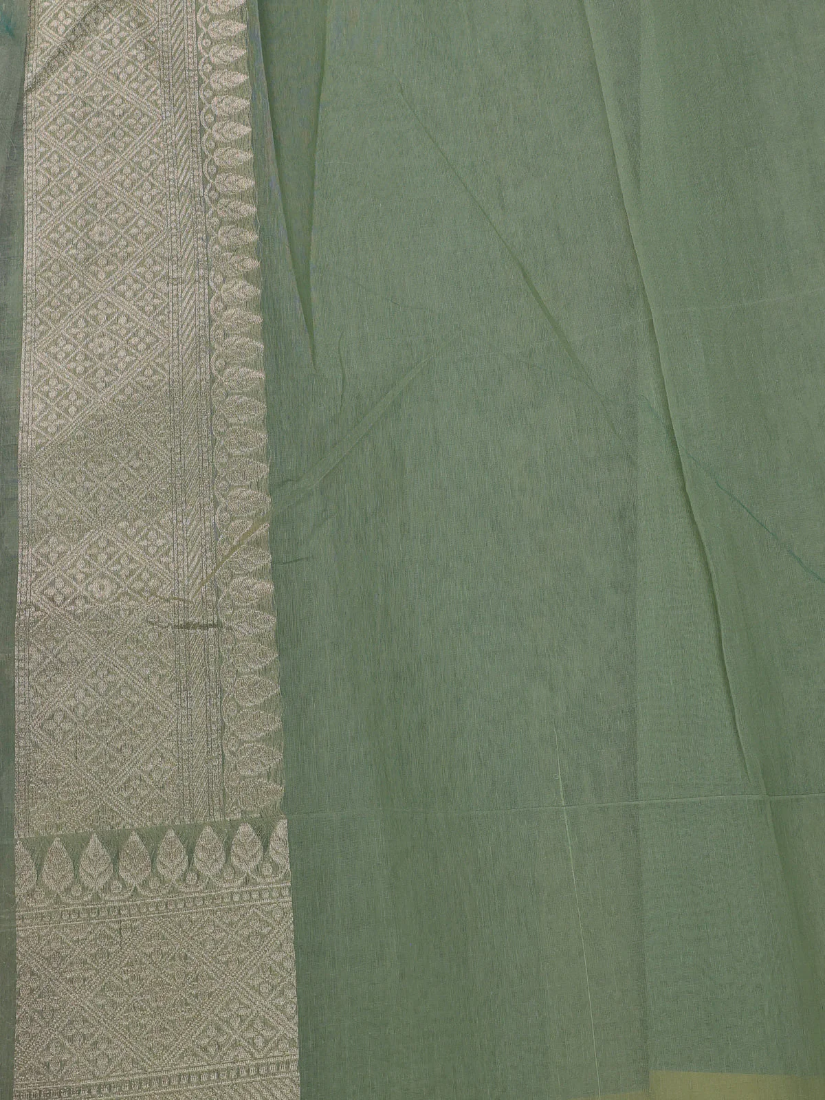 Pista Green Banarasi Cotton Saree - Image 4