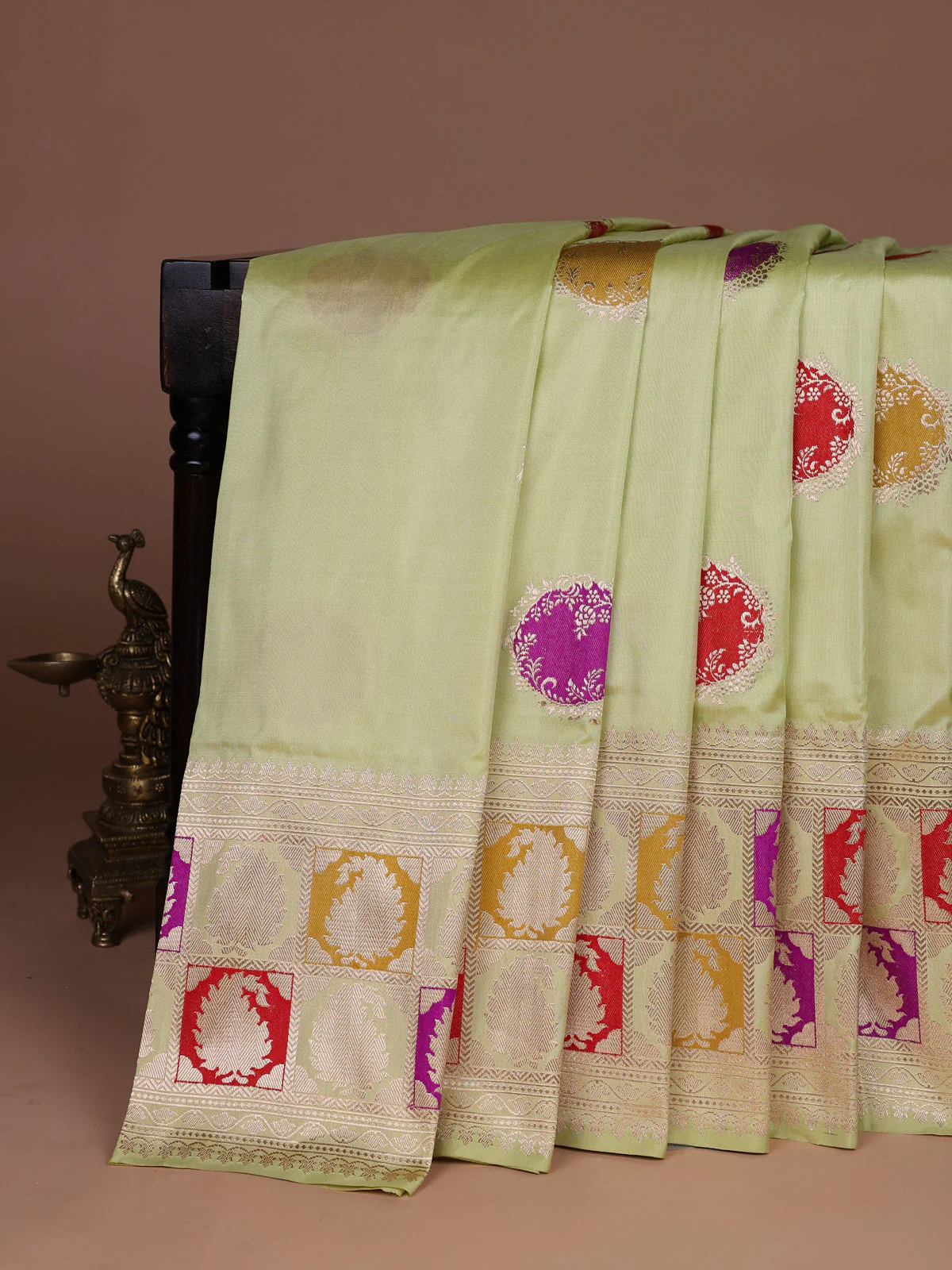 Pista Green Banarasi Silk Saree
