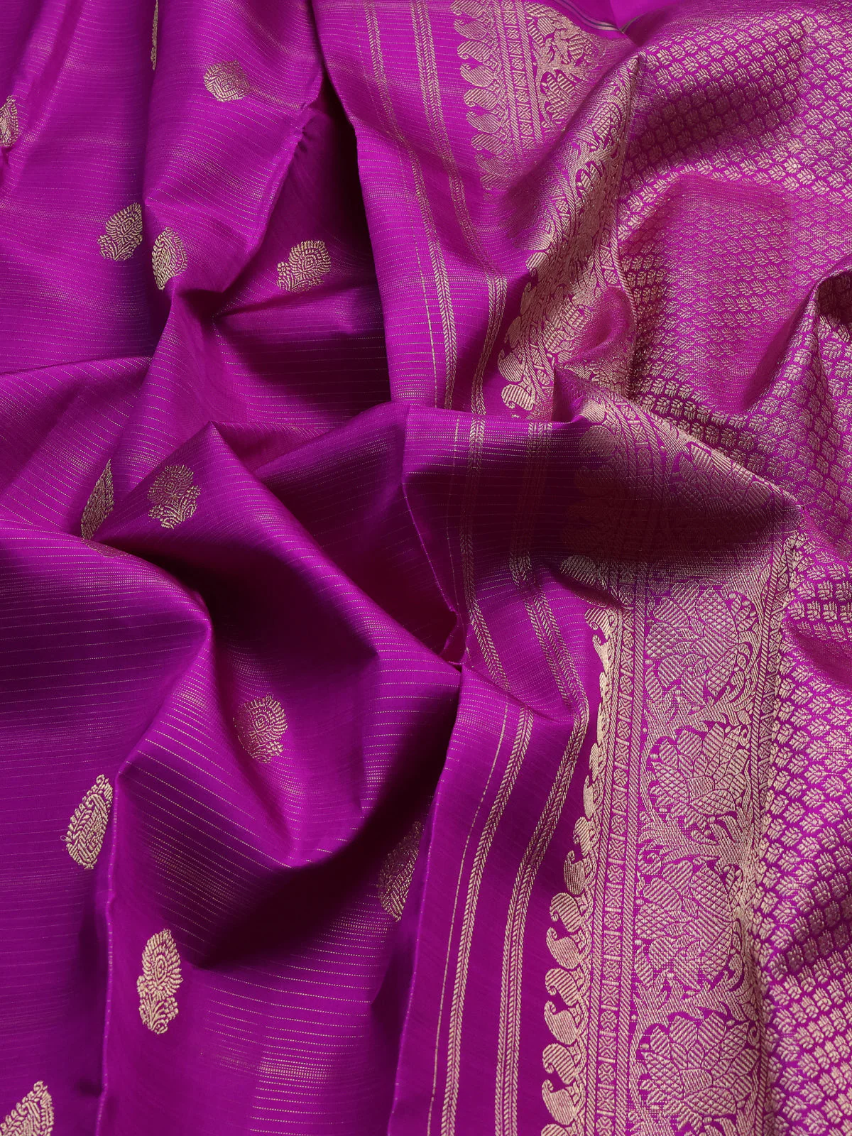 Purple Pure  Kanchipuram Silk Saree - Image 3