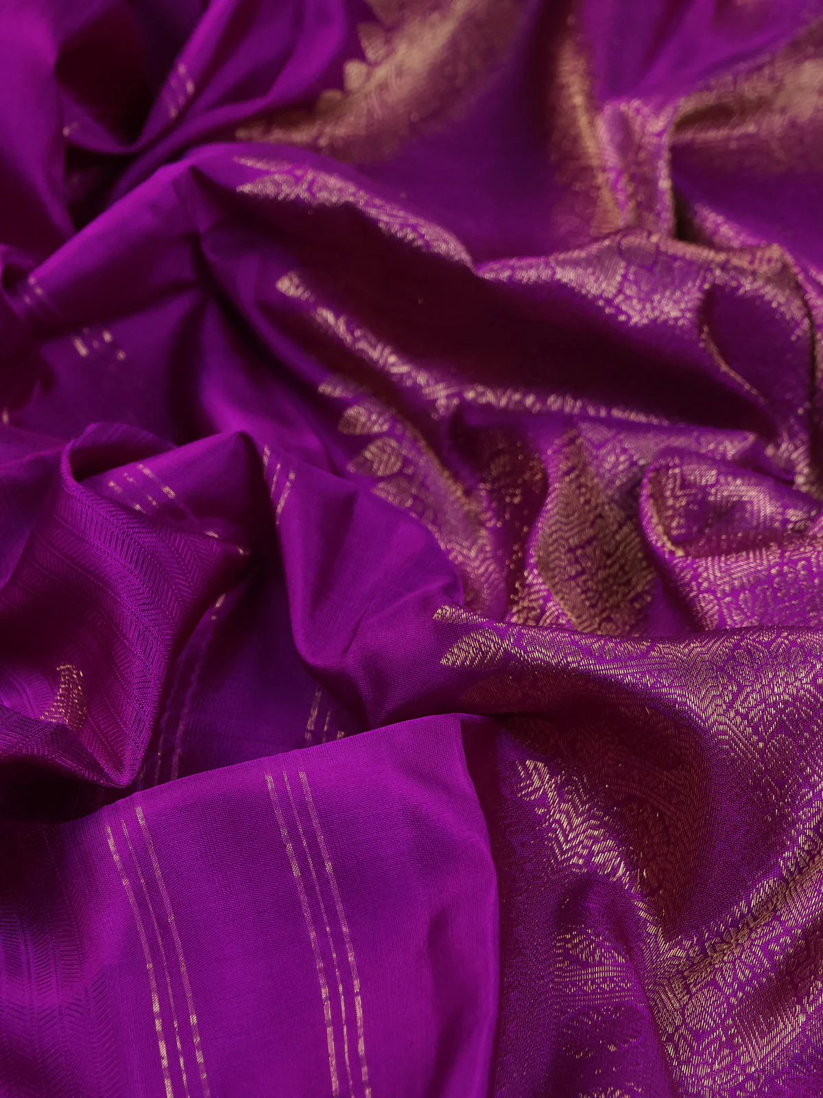 Purple Pure Kanchipuram Silk Saree - Image 3
