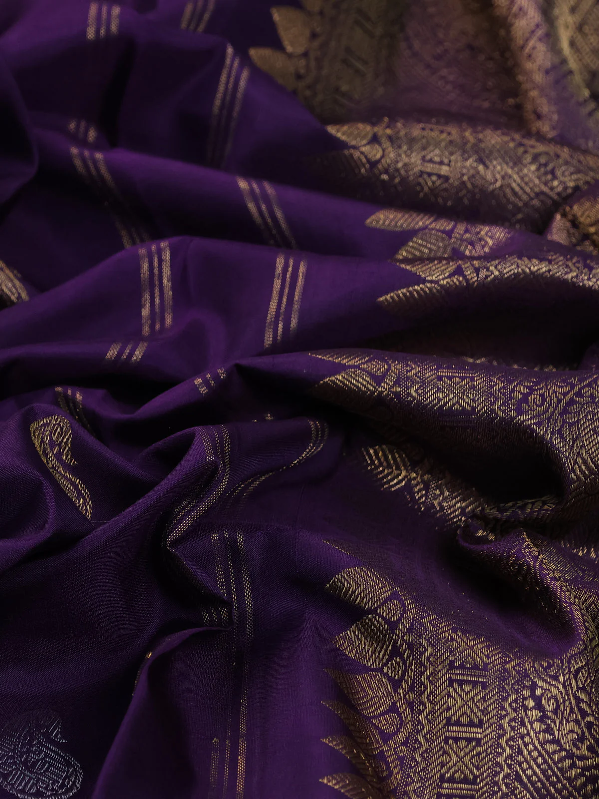 Purple Pure Kanchipuram Silk Saree - Image 3