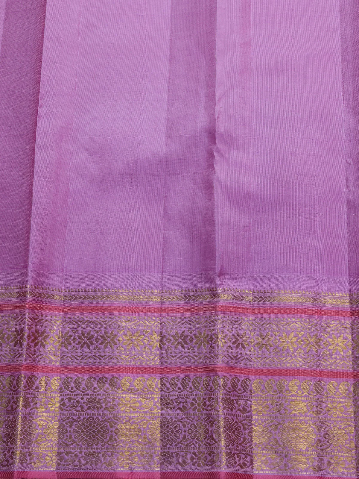 Red - Lilac Pure Kanchipuram Silk Saree - Image 4