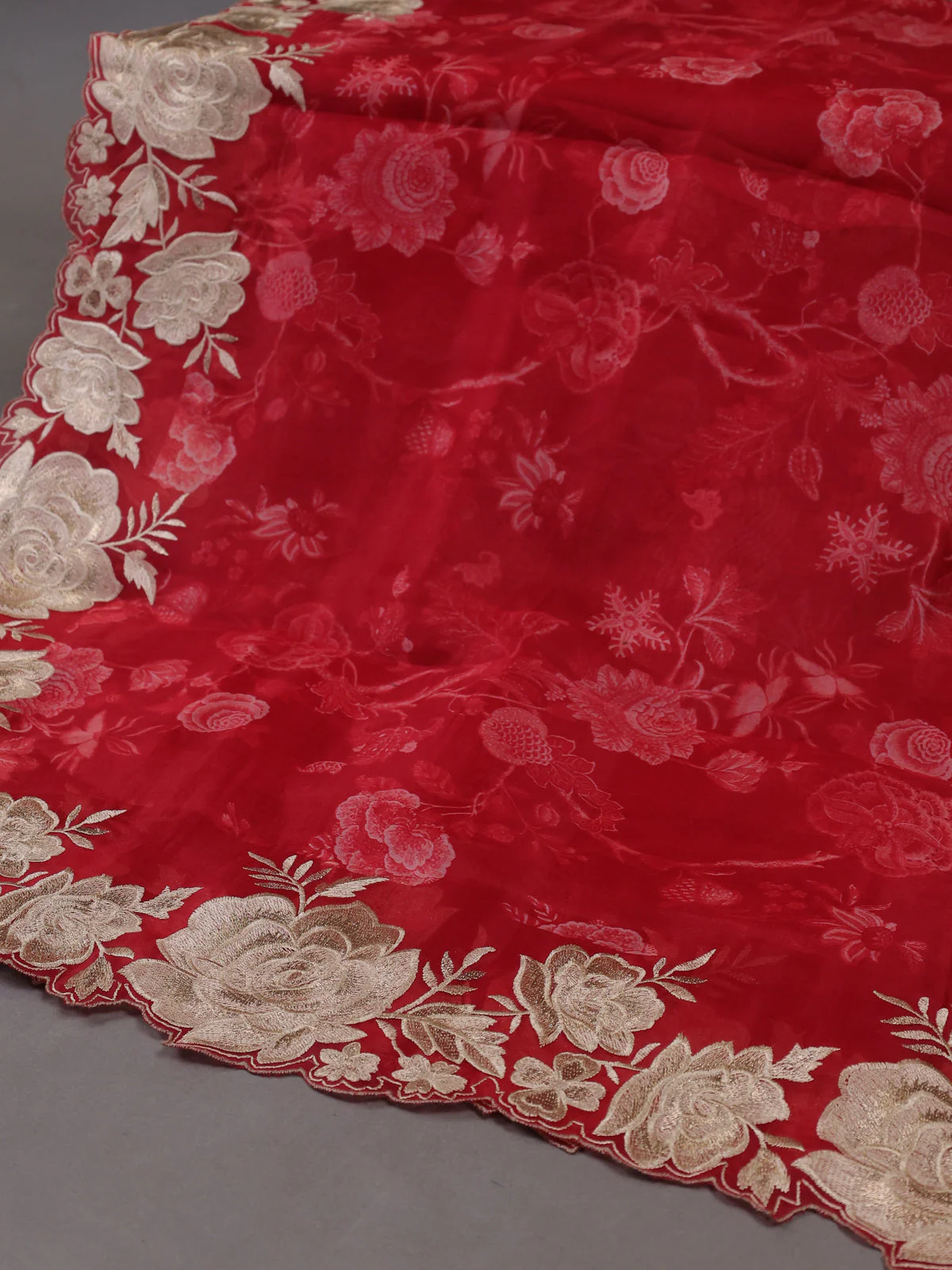 Red Organza Silk Unstitched Suits - Image 3