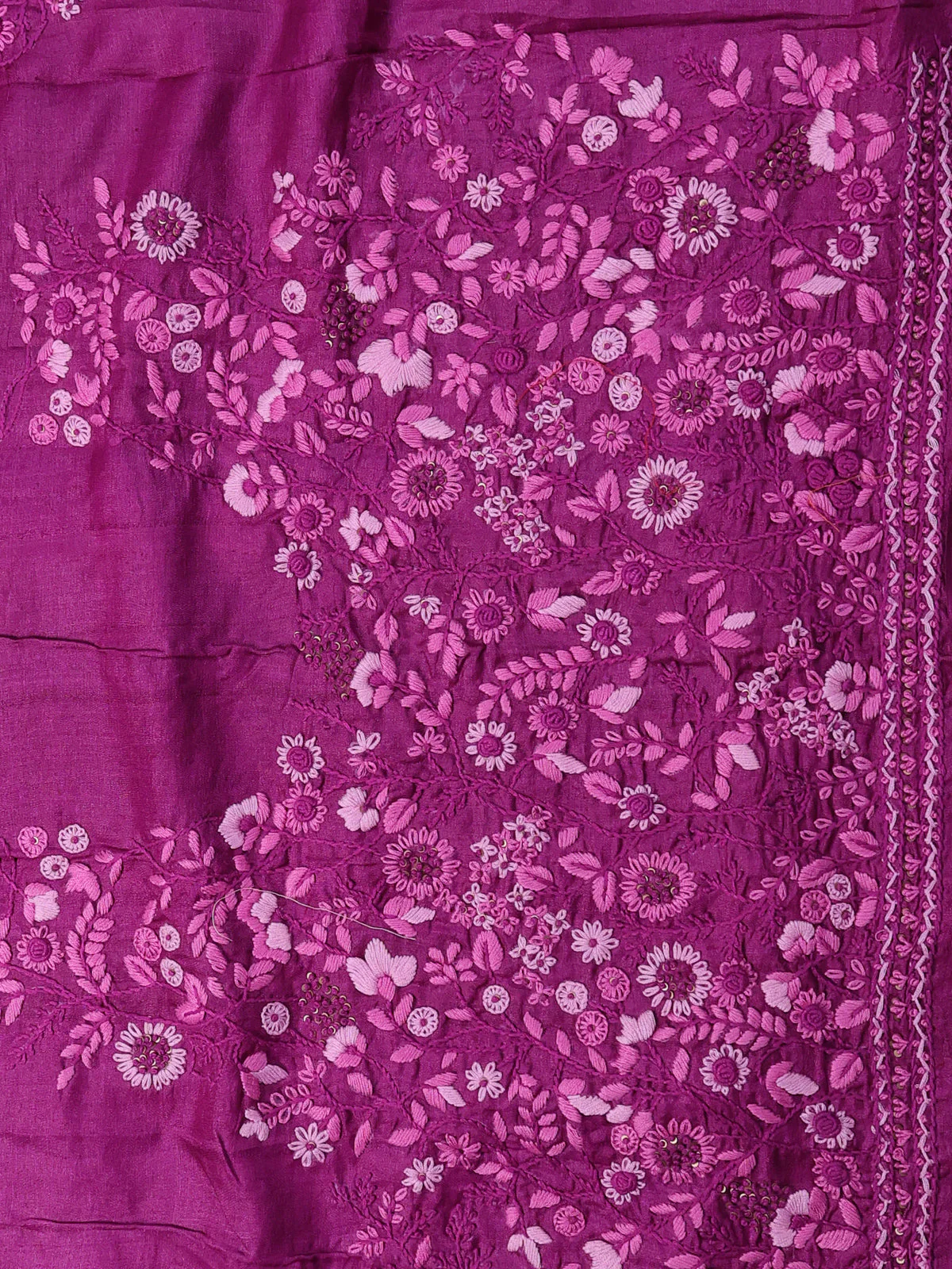 Royal Blue - Purple Silk Kota Embroidery Saree - Image 4