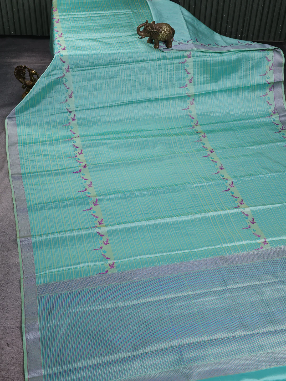 Sea Green Pure Kanchipuram Silk Saree - Image 2