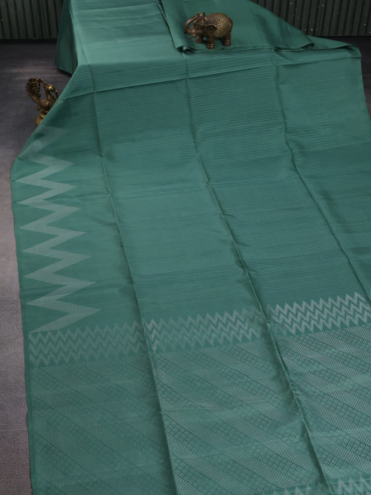 Sea Green Soft Silk Saree - Image 2