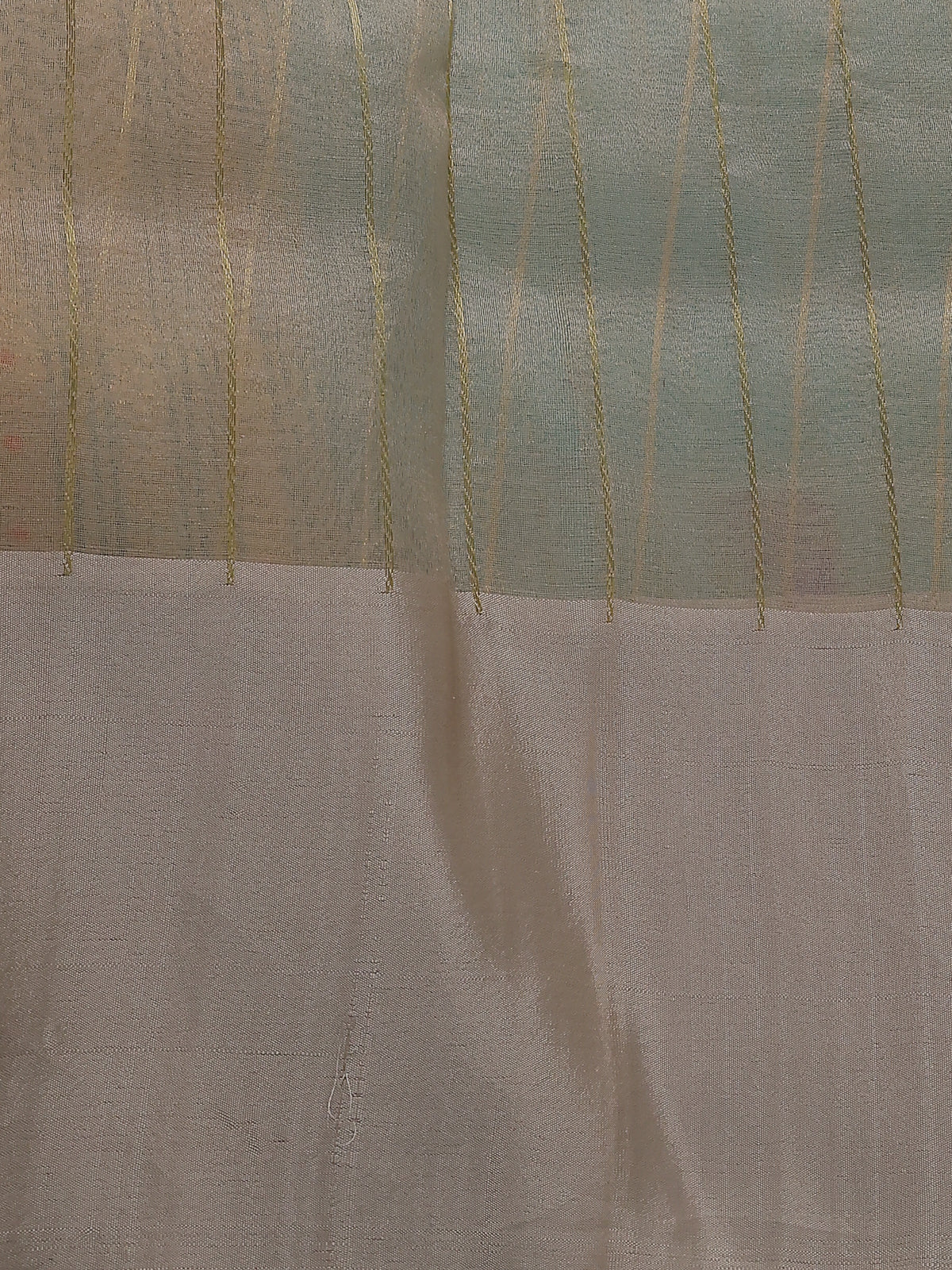 Sky Blue - Beige Banarasi Kora Silk Saree - Image 4