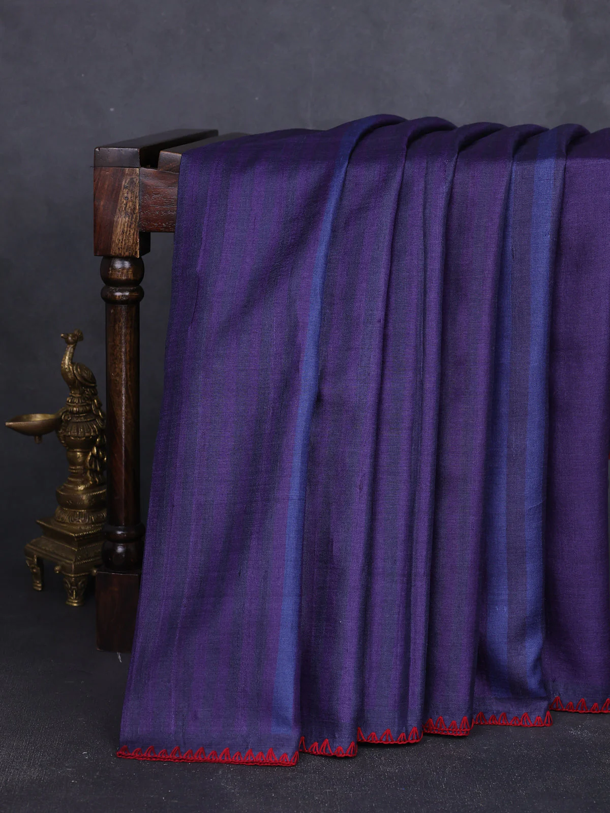 Violet - Deep Maroon Tussar Embroidery Saree