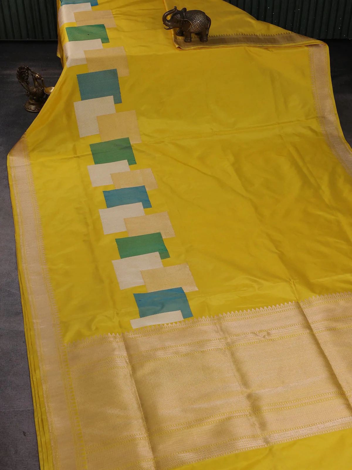 Yellow Banarasi Silk Saree - Image 2