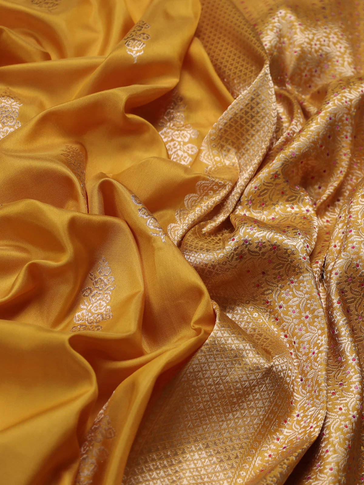 Yellow Banarasi Silk Saree - Image 3